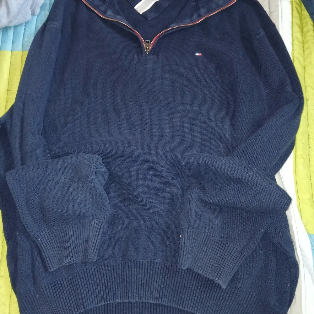 Tommy Hilfiger Men's Dark Blue Zip-Up Sweater